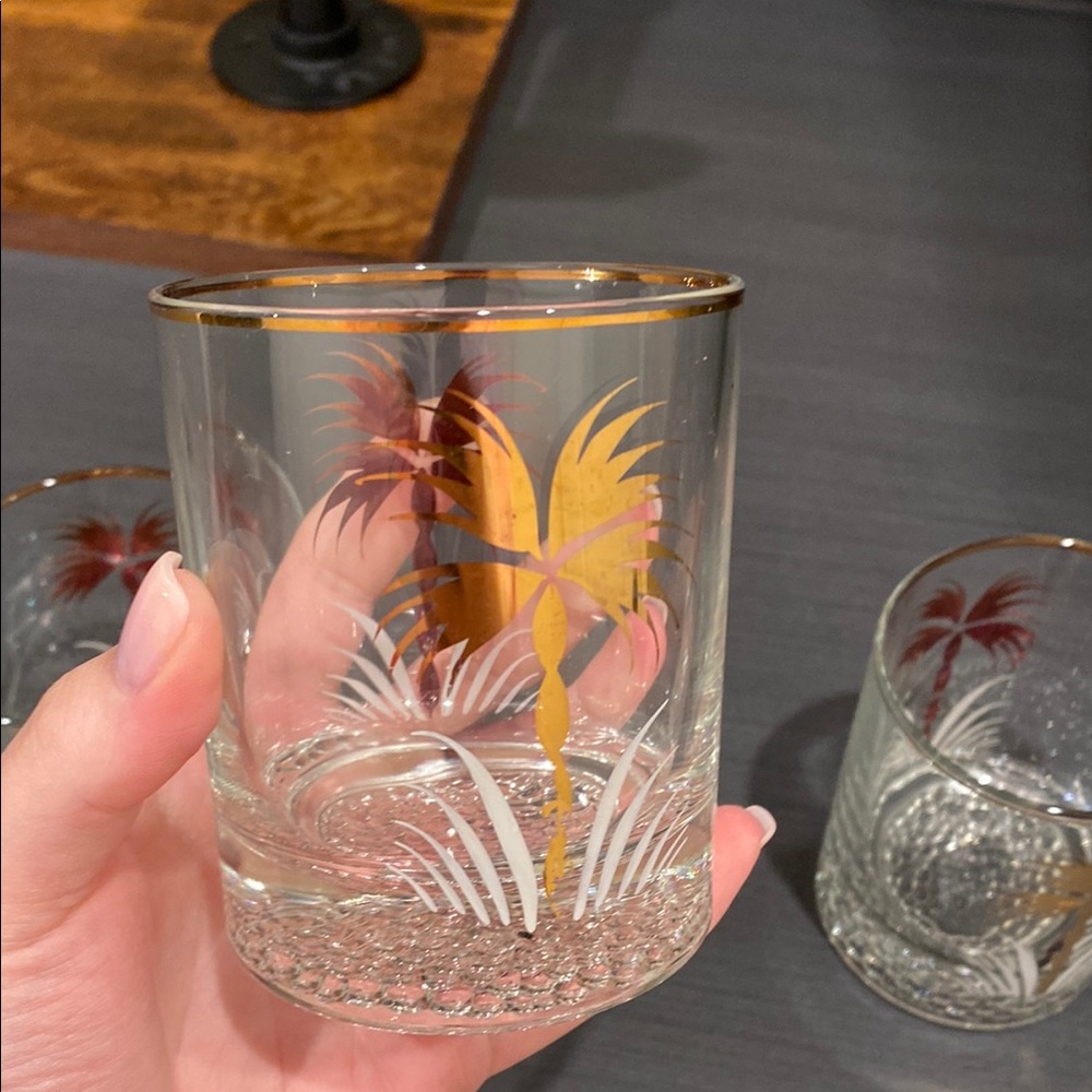 Tropical Palm Tree Glass Tumbler - Set of 4
